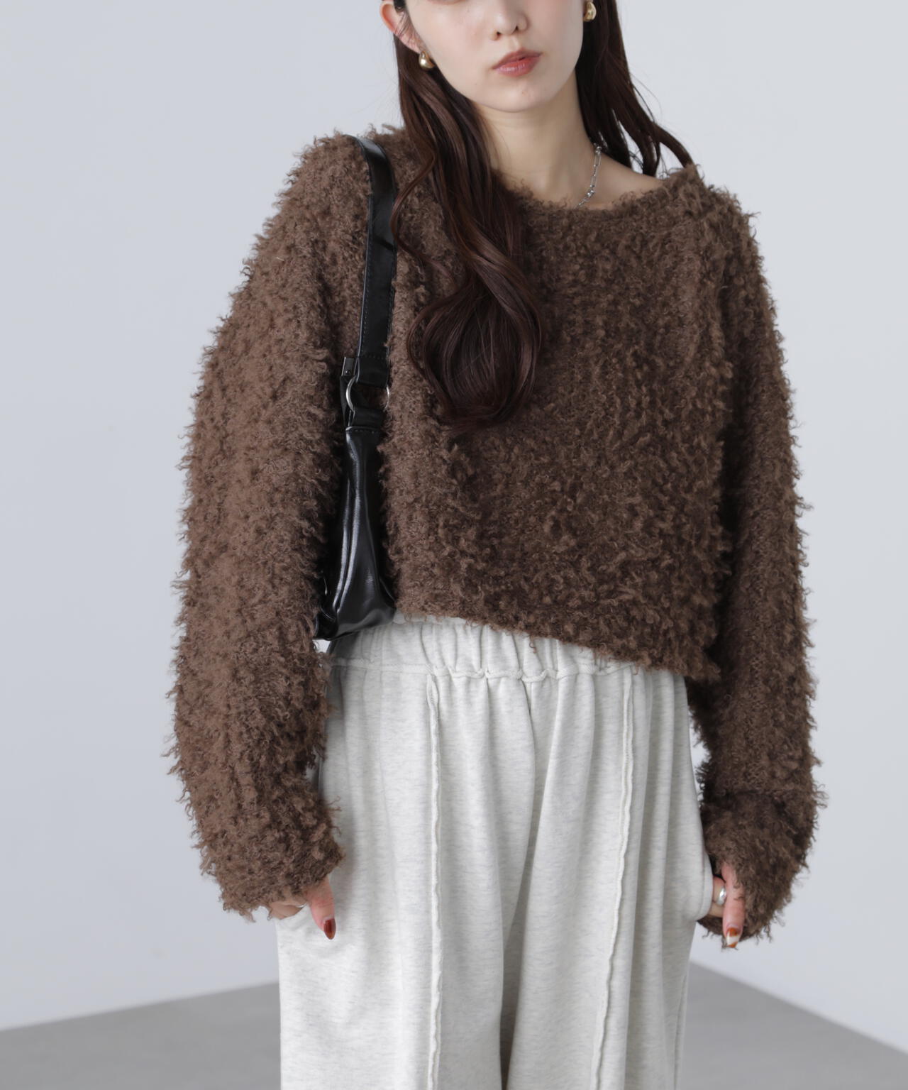 プードルボアショート丈ニットソー