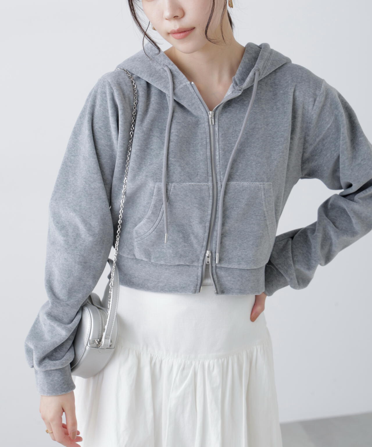 Wジップベロアパーカー