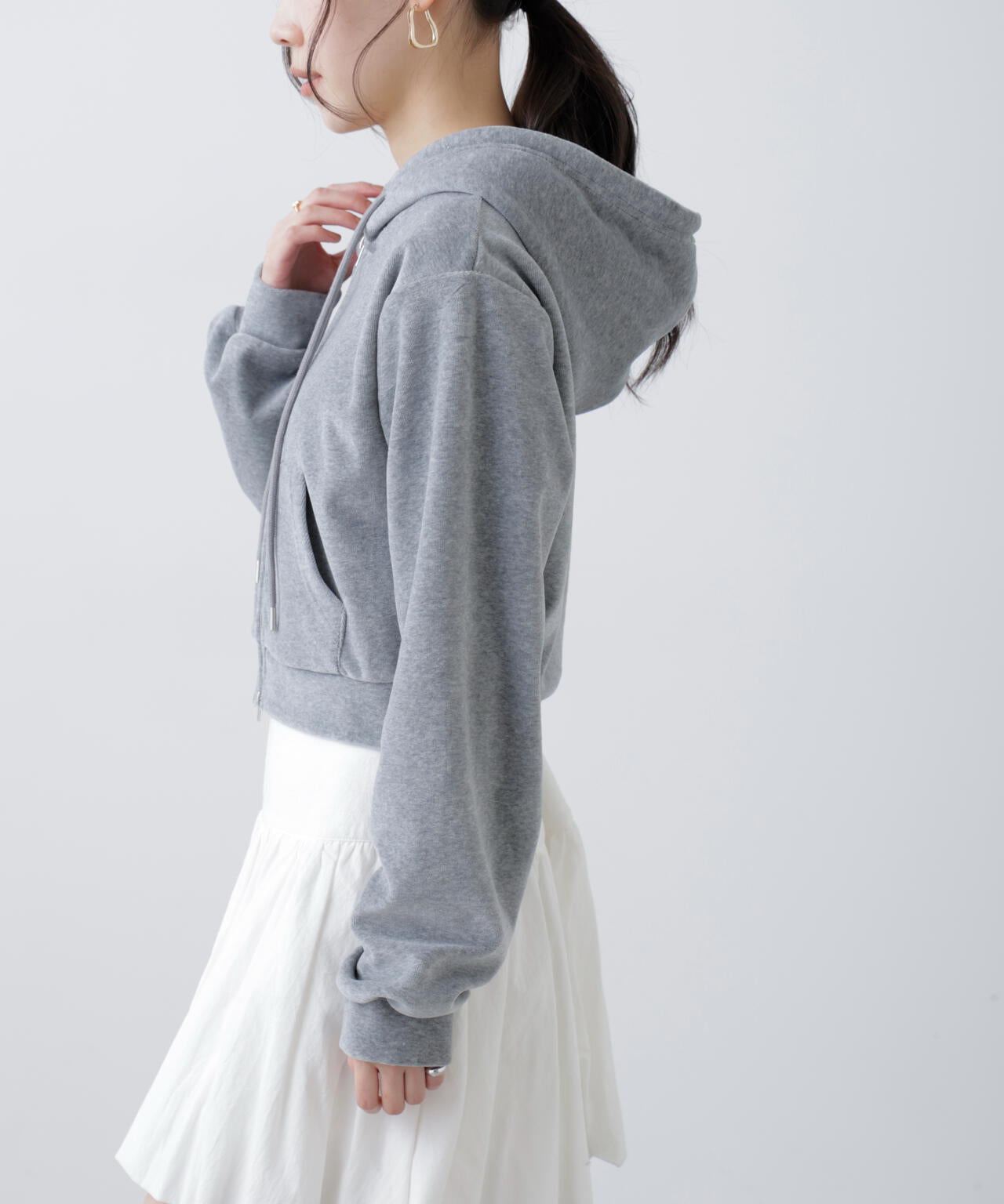 Wジップベロアパーカー