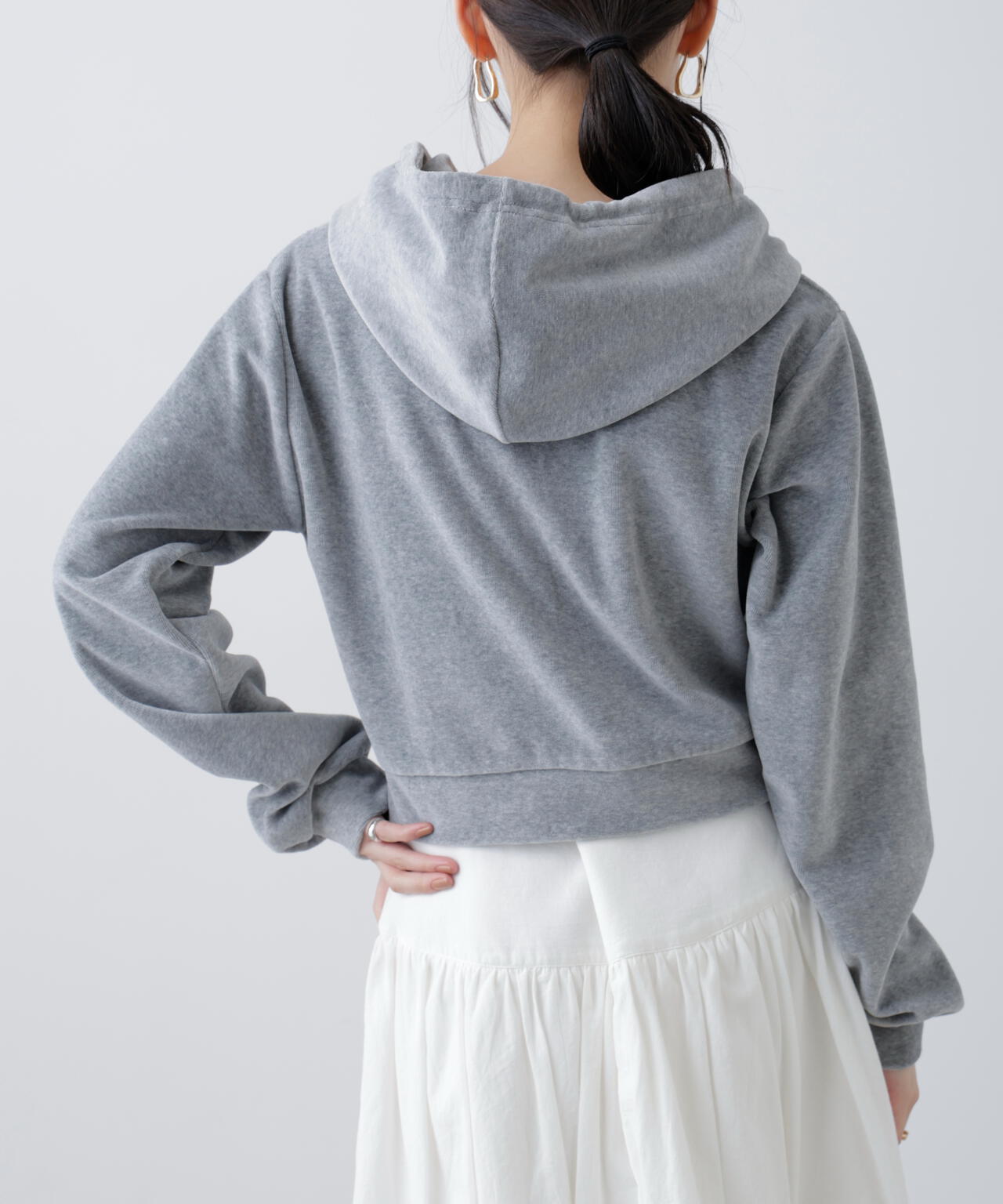 Wジップベロアパーカー