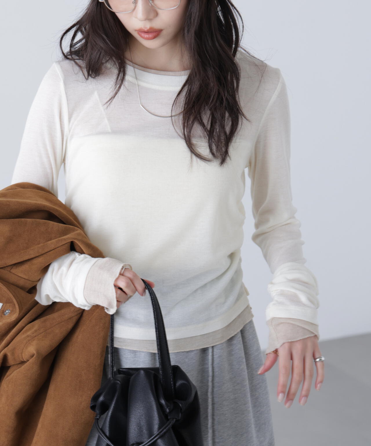 【追加生産予約】シアーテレコレイヤード風カットソー