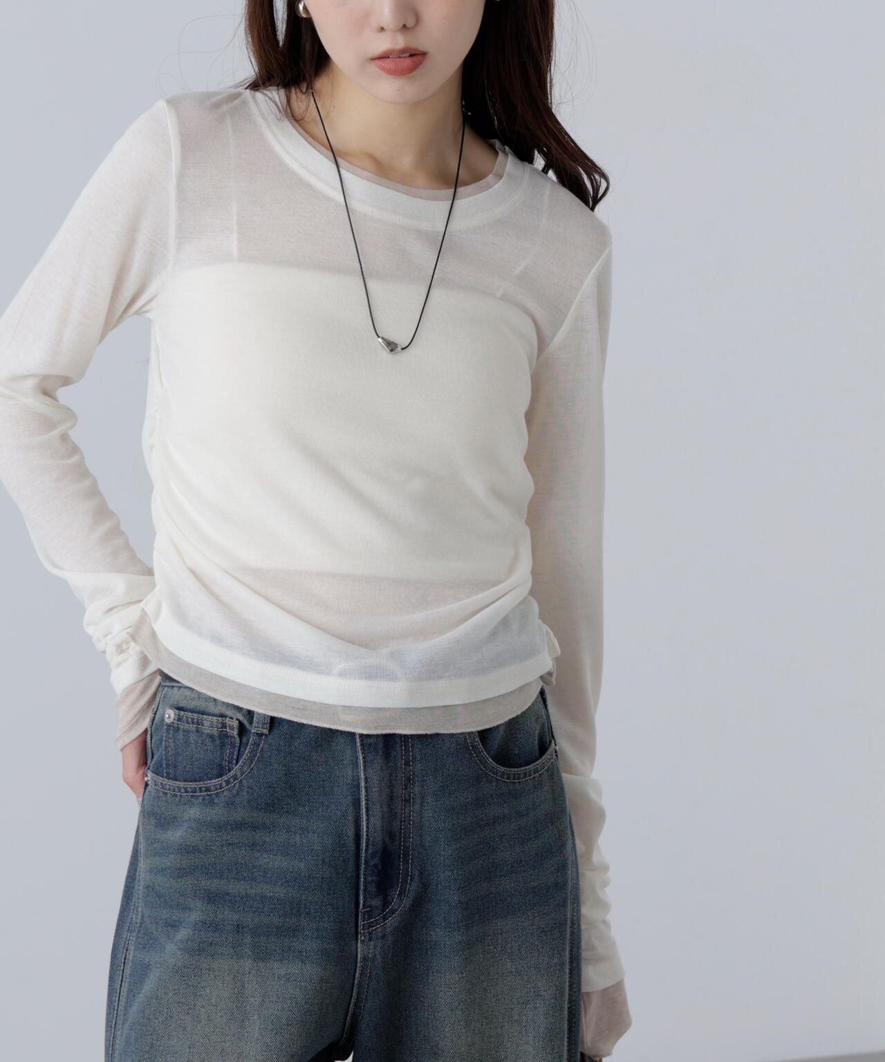 【追加生産予約】シアーテレコレイヤード風カットソー