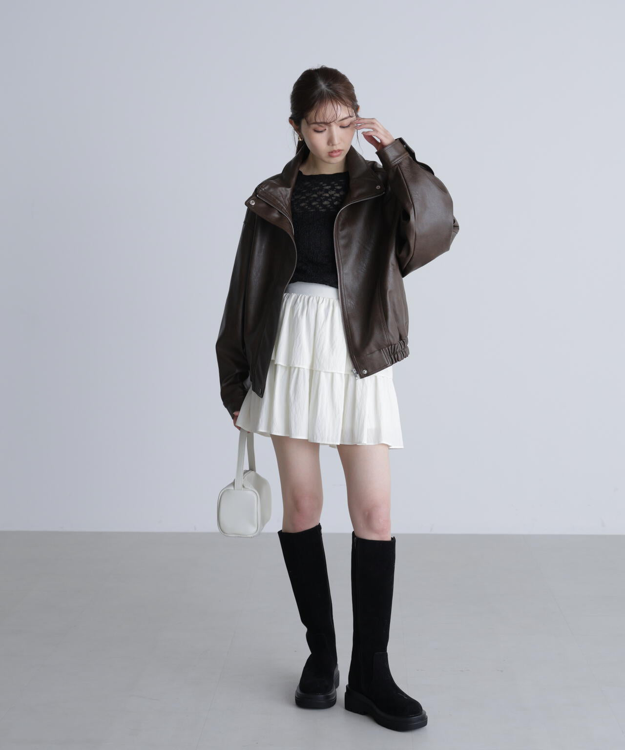 長袖レースカットソー