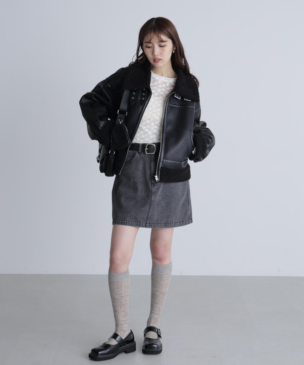 長袖レースカットソー