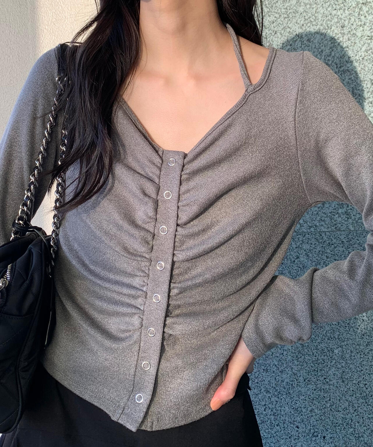 フロントギャザーデコルテカットソー