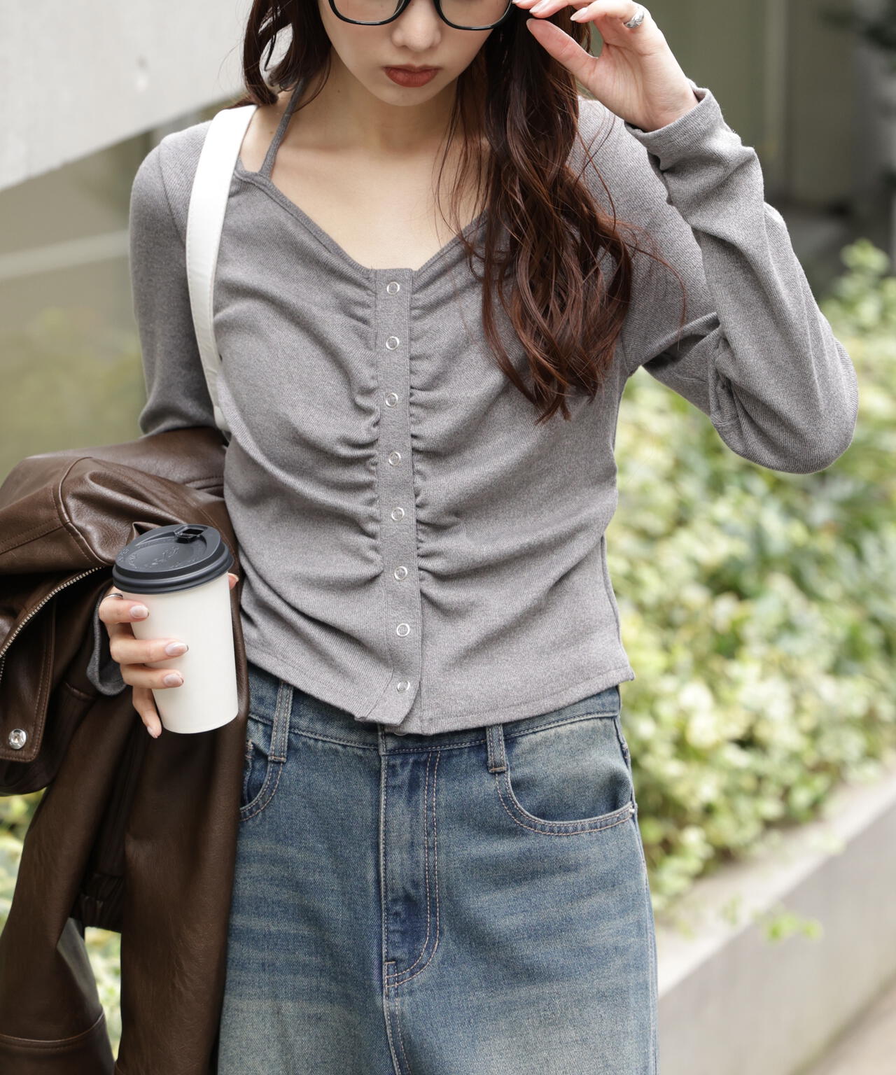 フロントギャザーデコルテカットソー