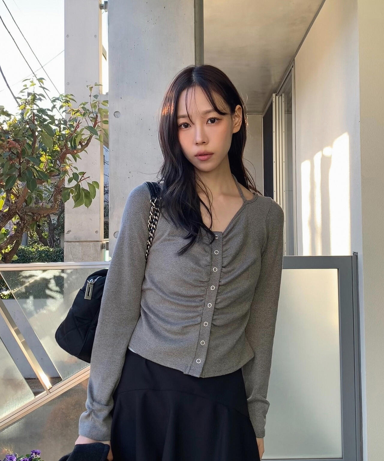 フロントギャザーデコルテカットソー