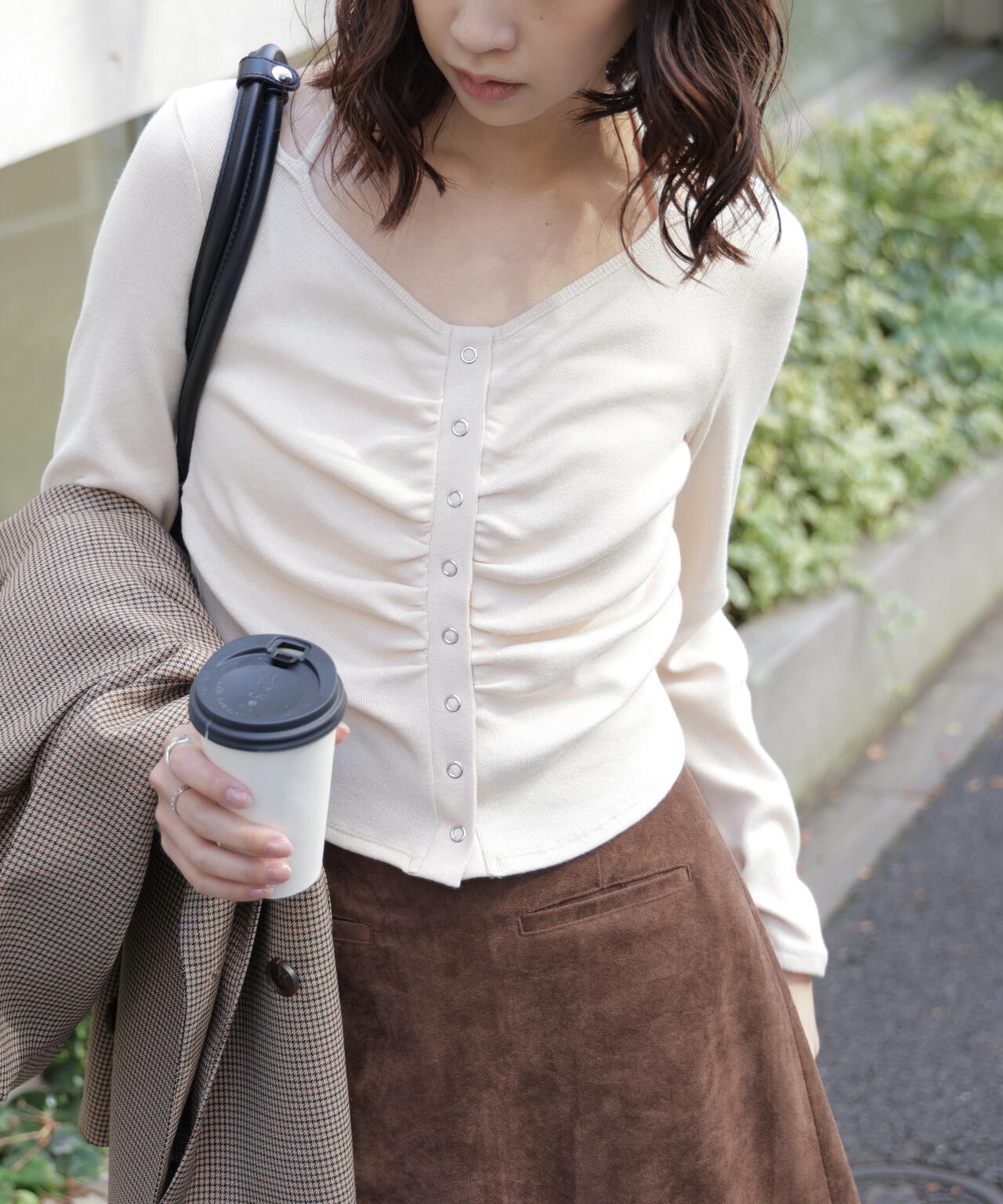 フロントギャザーデコルテカットソー