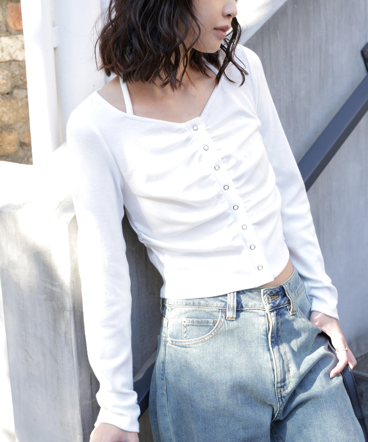 フロントギャザーデコルテカットソー