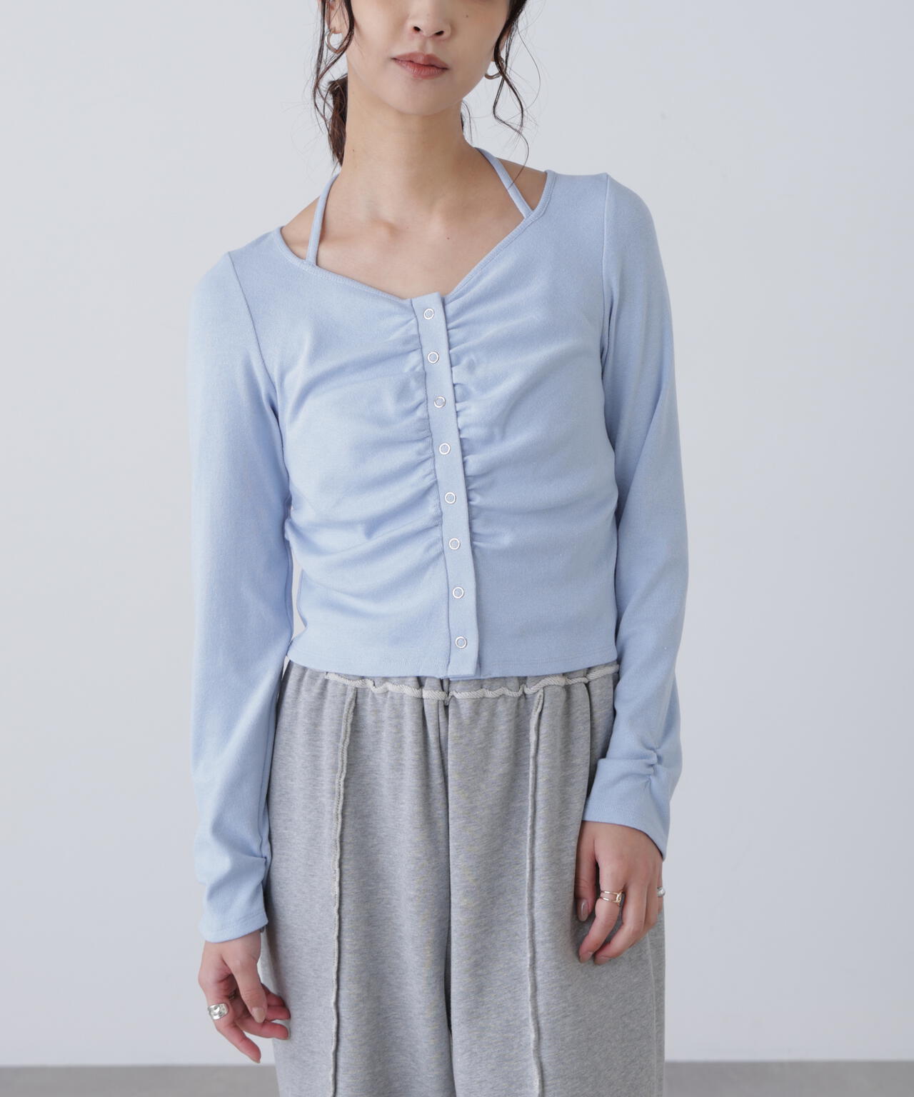 フロントギャザーデコルテカットソー