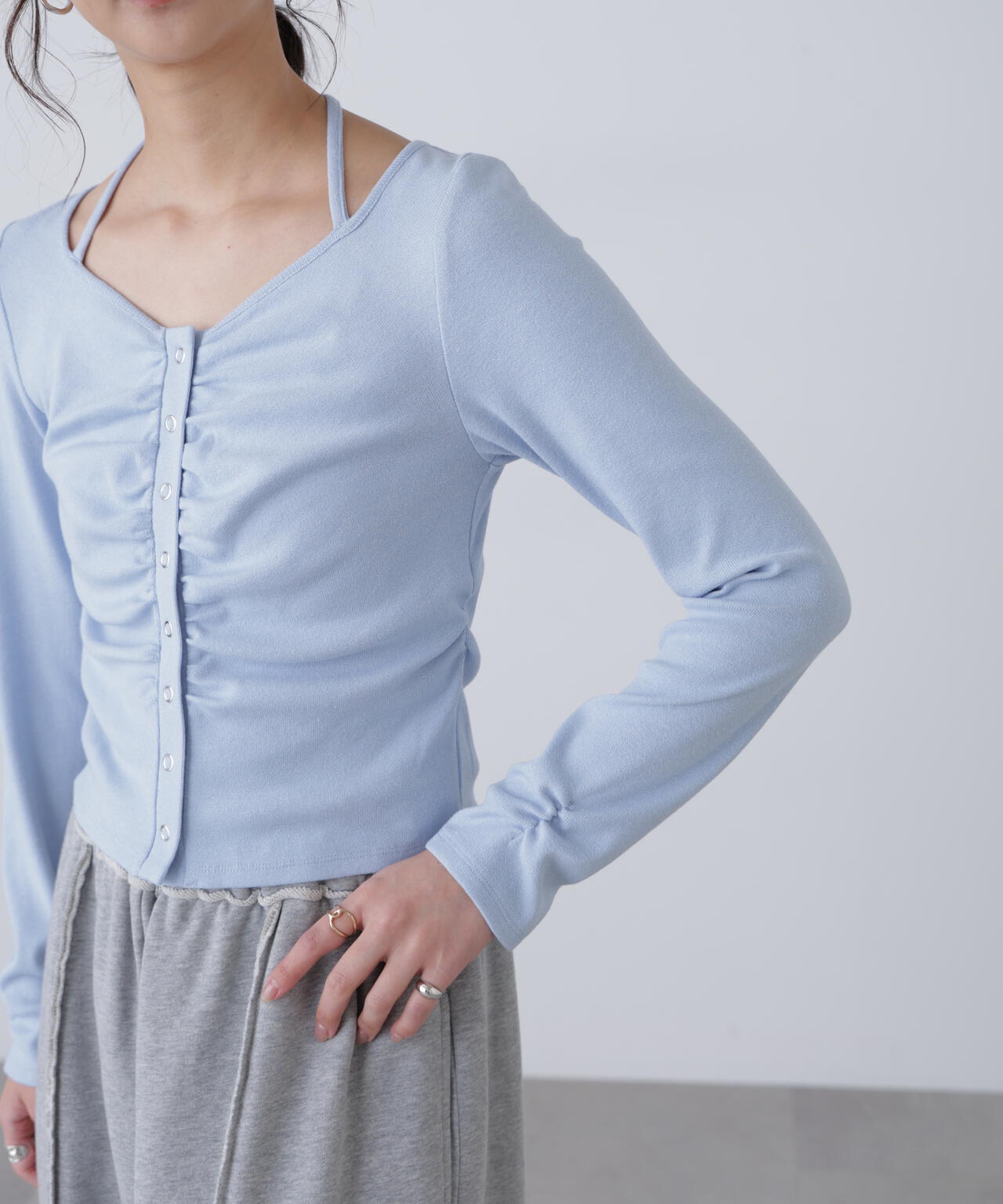 フロントギャザーデコルテカットソー