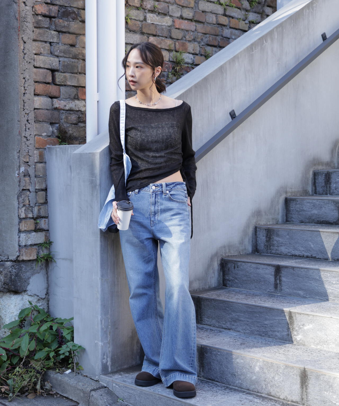 メランジドロストシャーリングカットソー