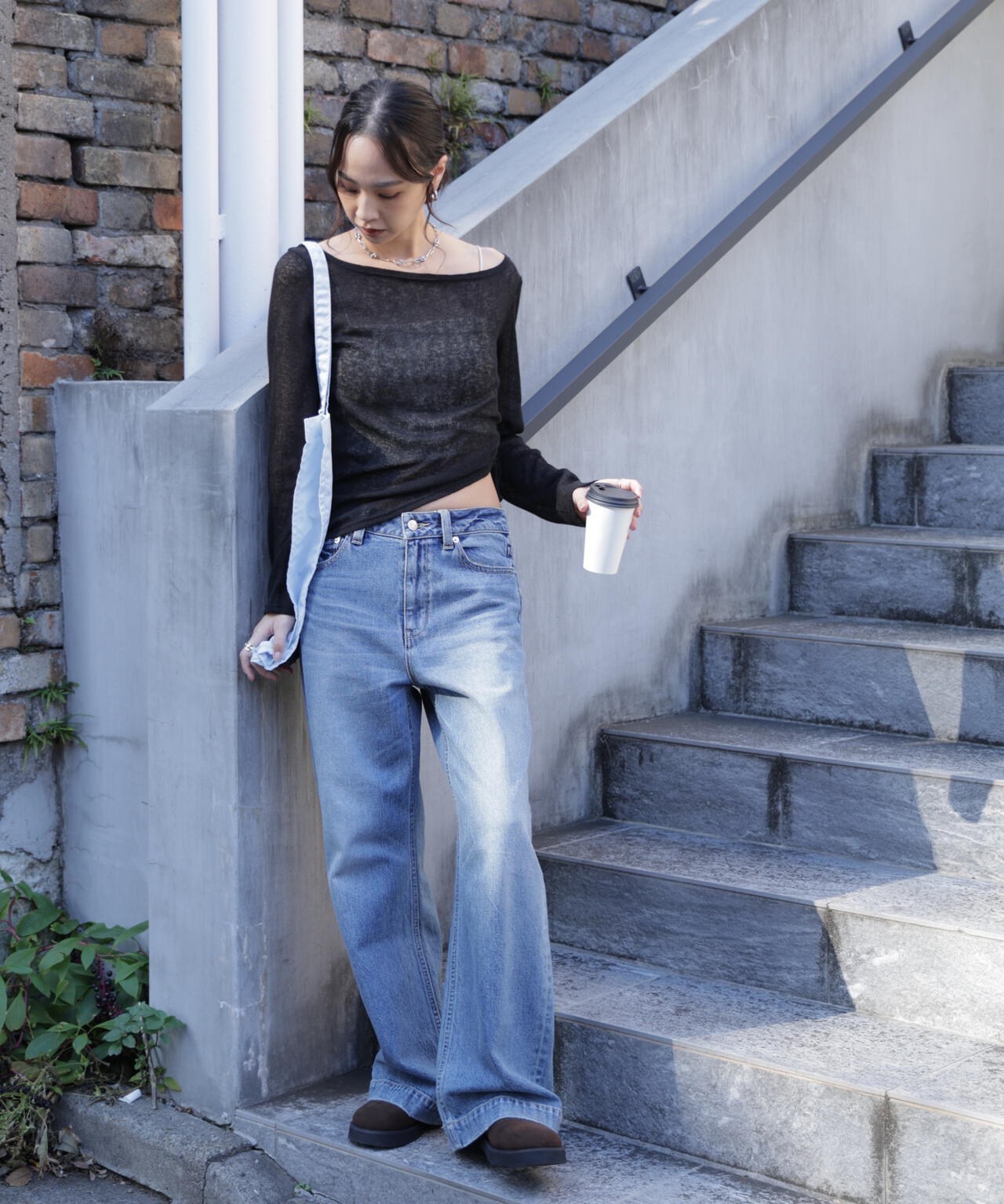 メランジドロストシャーリングカットソー