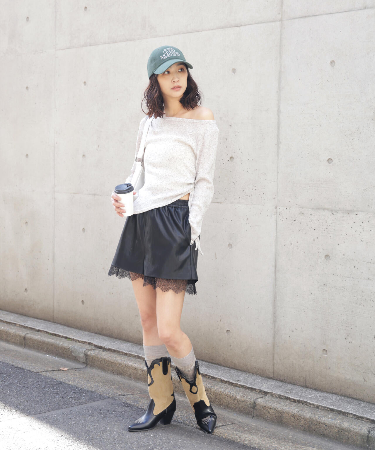 メランジドロストシャーリングカットソー