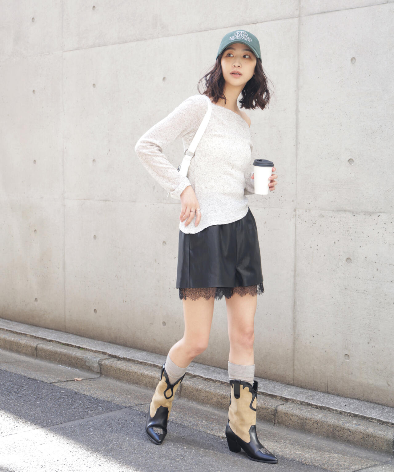 メランジドロストシャーリングカットソー