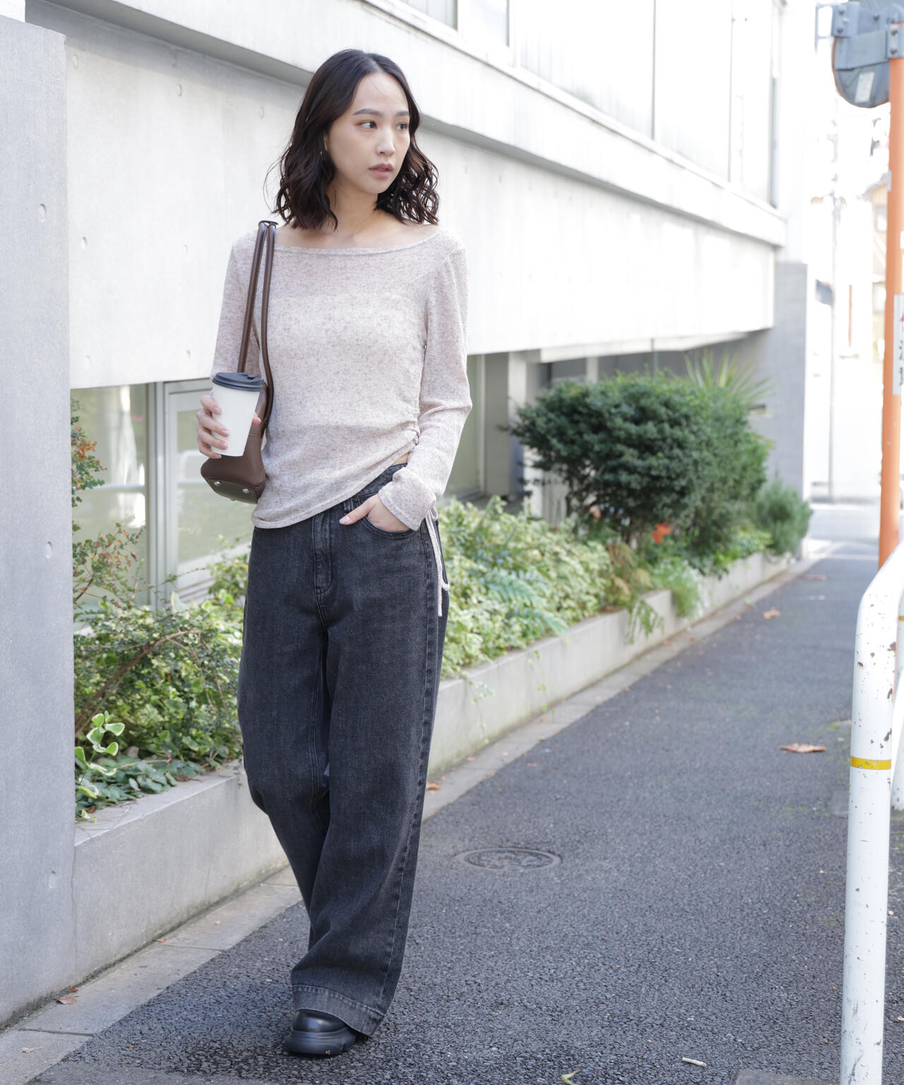 メランジドロストシャーリングカットソー