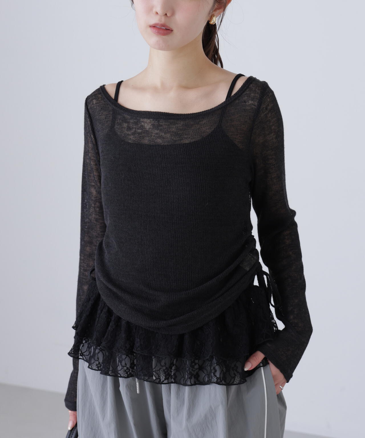 【追加生産予約】メランジドロストレースティアードキャミセット