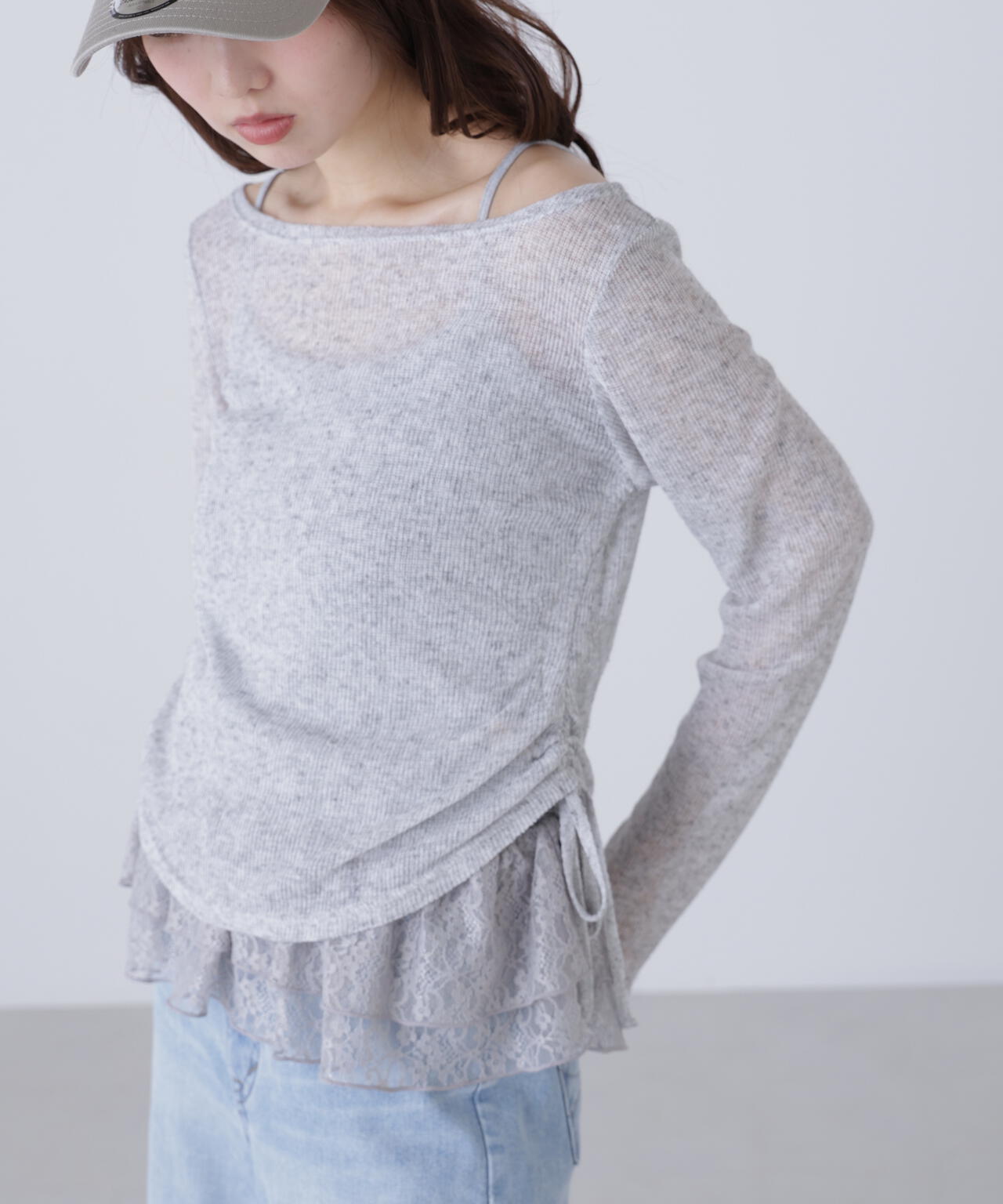 【追加生産予約】メランジドロストレースティアードキャミセット