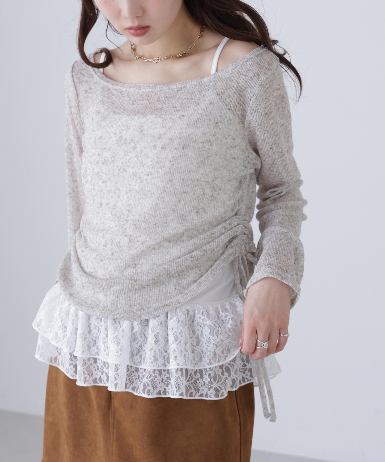 【追加生産予約】メランジドロストレースティアードキャミセット