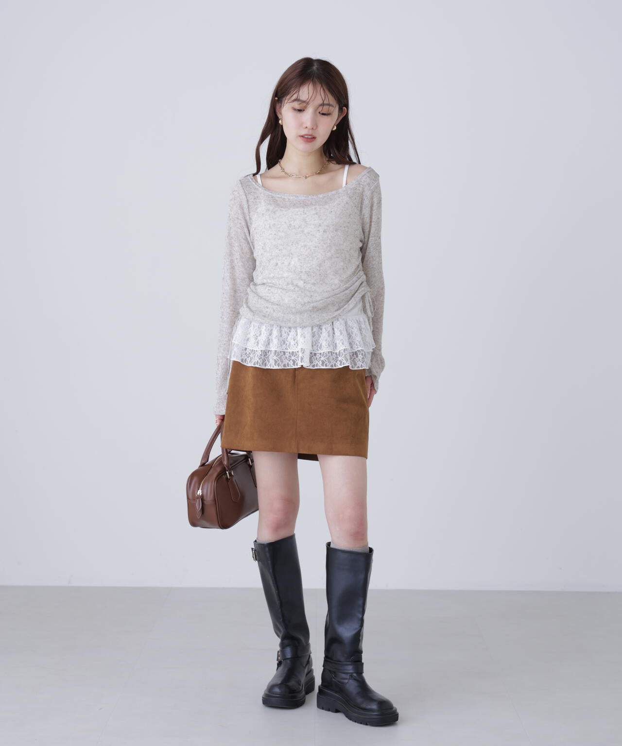 【追加生産予約】メランジドロストレースティアードキャミセット