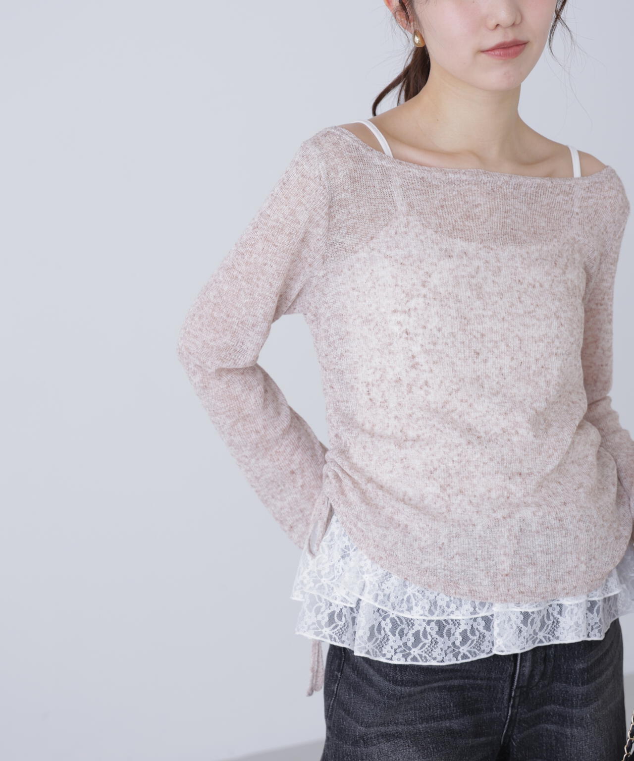 【追加生産予約】メランジドロストレースティアードキャミセット