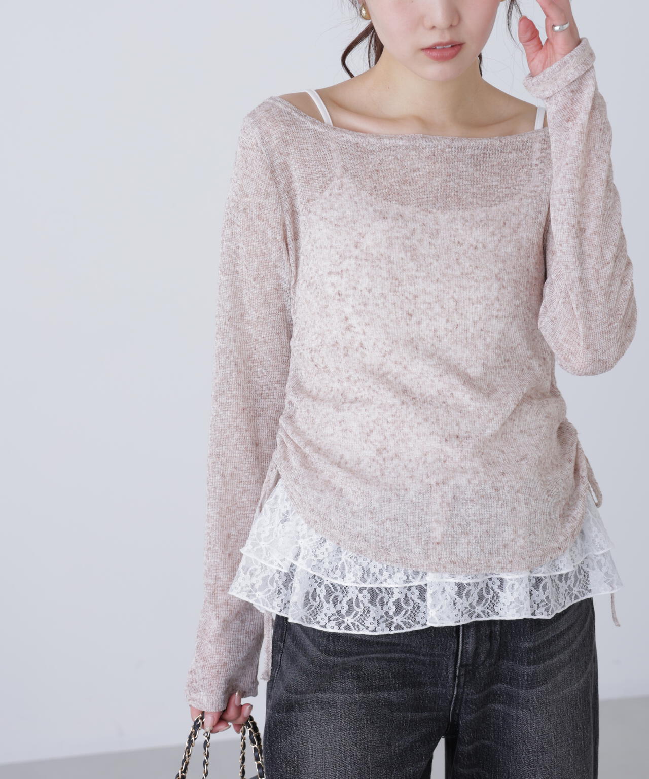 【追加生産予約】メランジドロストレースティアードキャミセット