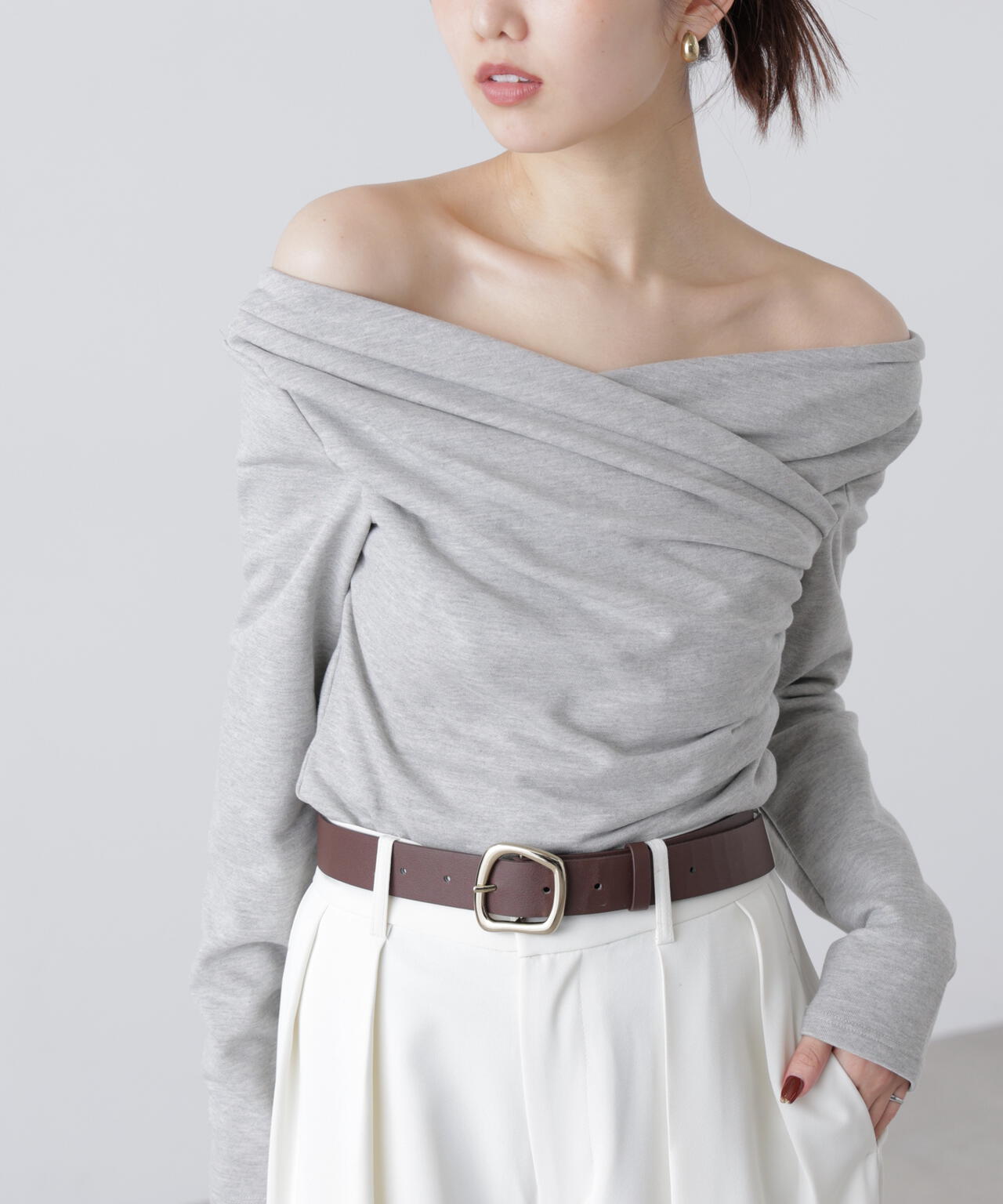 【MFM】オフショルミニ裏毛カットソー