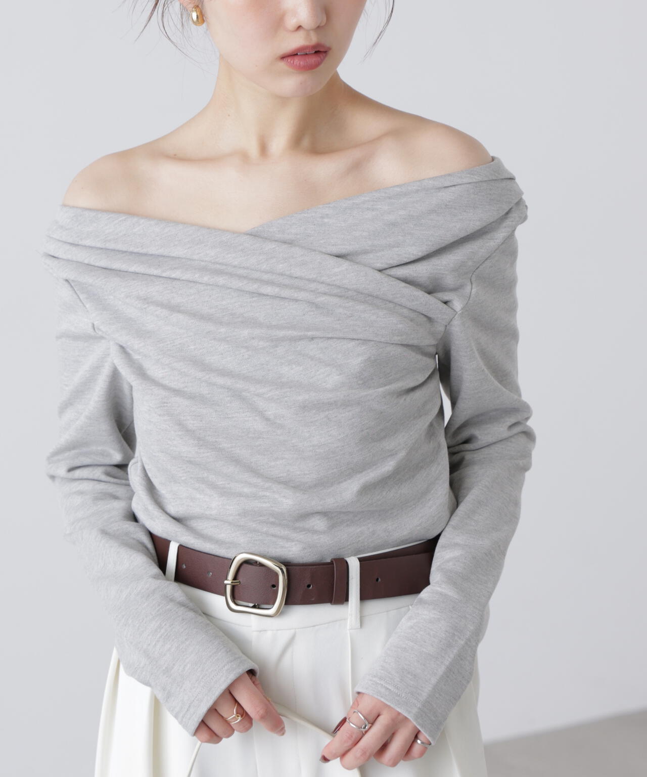 【MFM】オフショルミニ裏毛カットソー