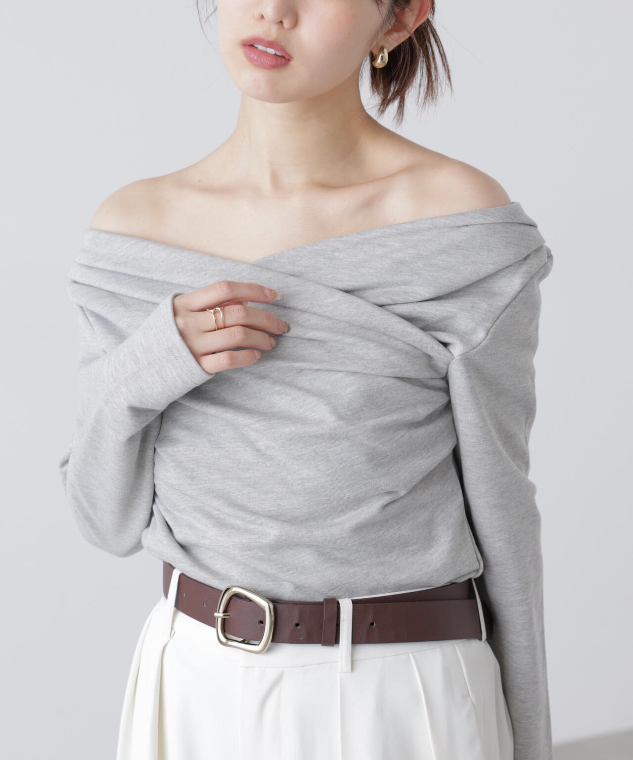 【MFM】オフショルミニ裏毛カットソー