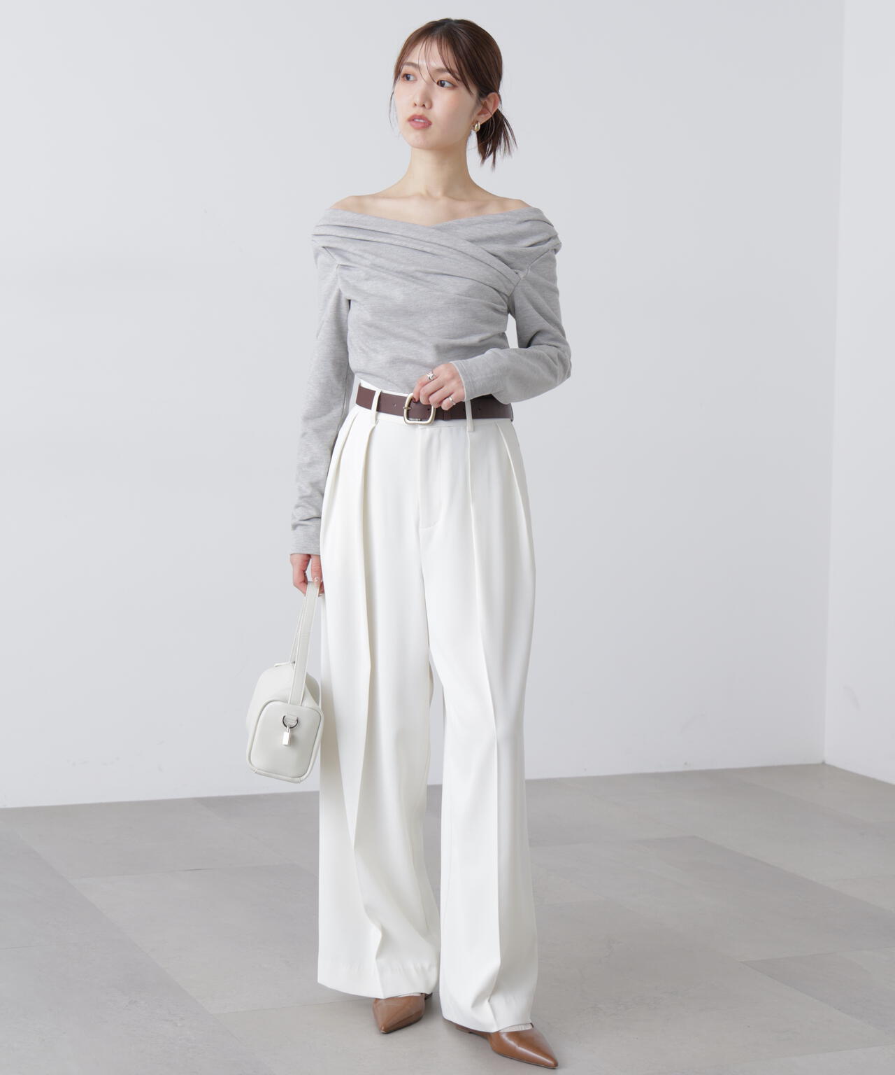 【MFM】オフショルミニ裏毛カットソー