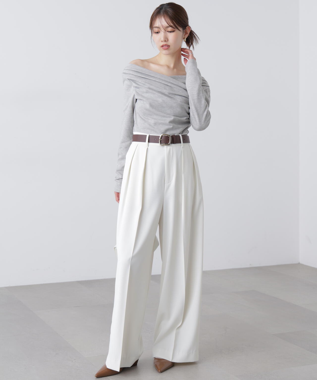 【MFM】オフショルミニ裏毛カットソー