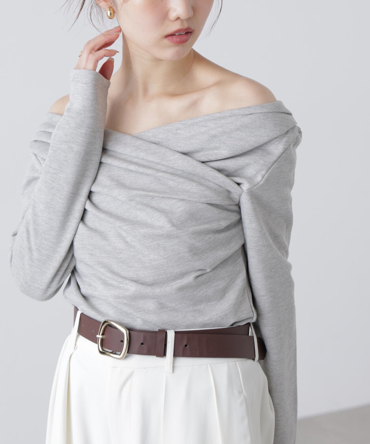 【MFM】オフショルミニ裏毛カットソー