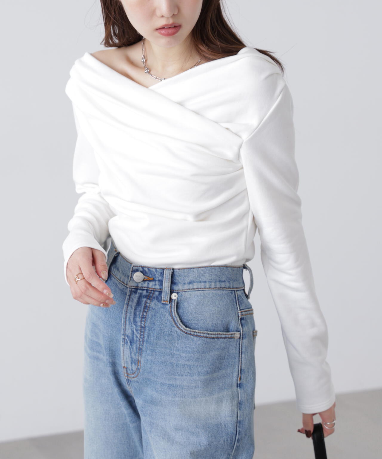 【MFM】オフショルミニ裏毛カットソー