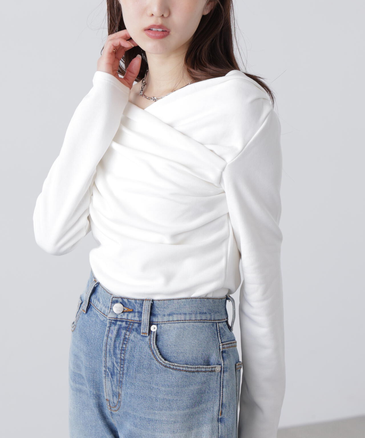 【MFM】オフショルミニ裏毛カットソー