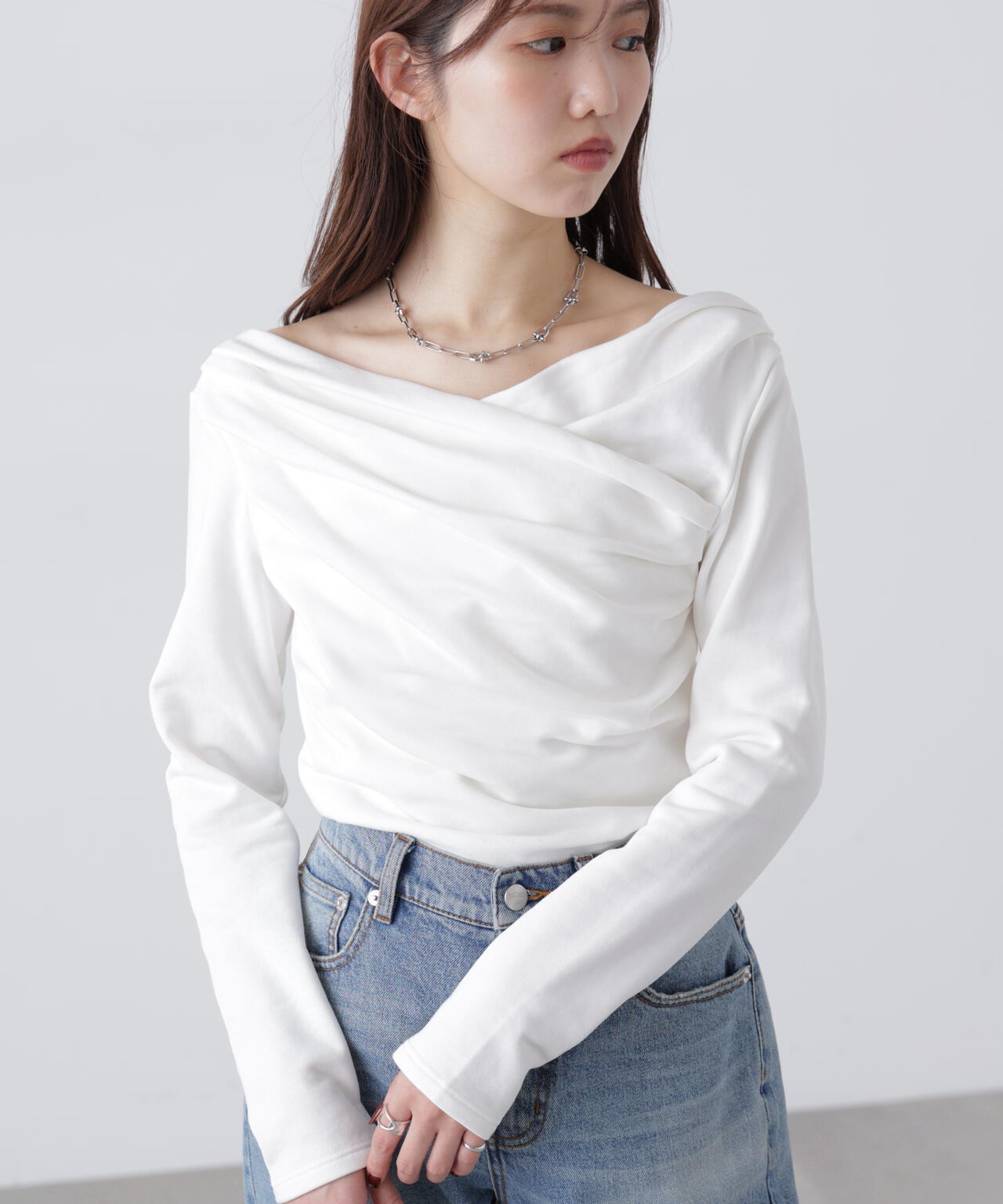 【MFM】オフショルミニ裏毛カットソー