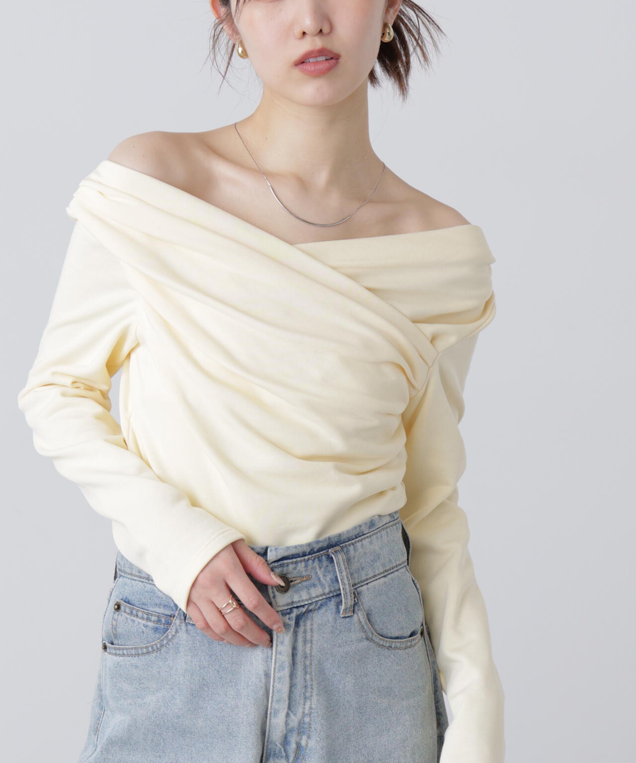 【MFM】オフショルミニ裏毛カットソー