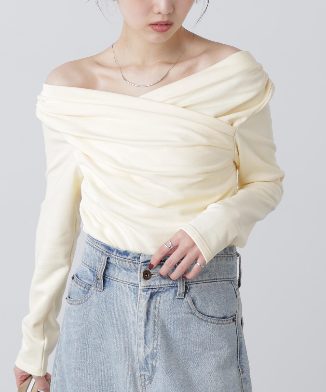 【MFM】オフショルミニ裏毛カットソー