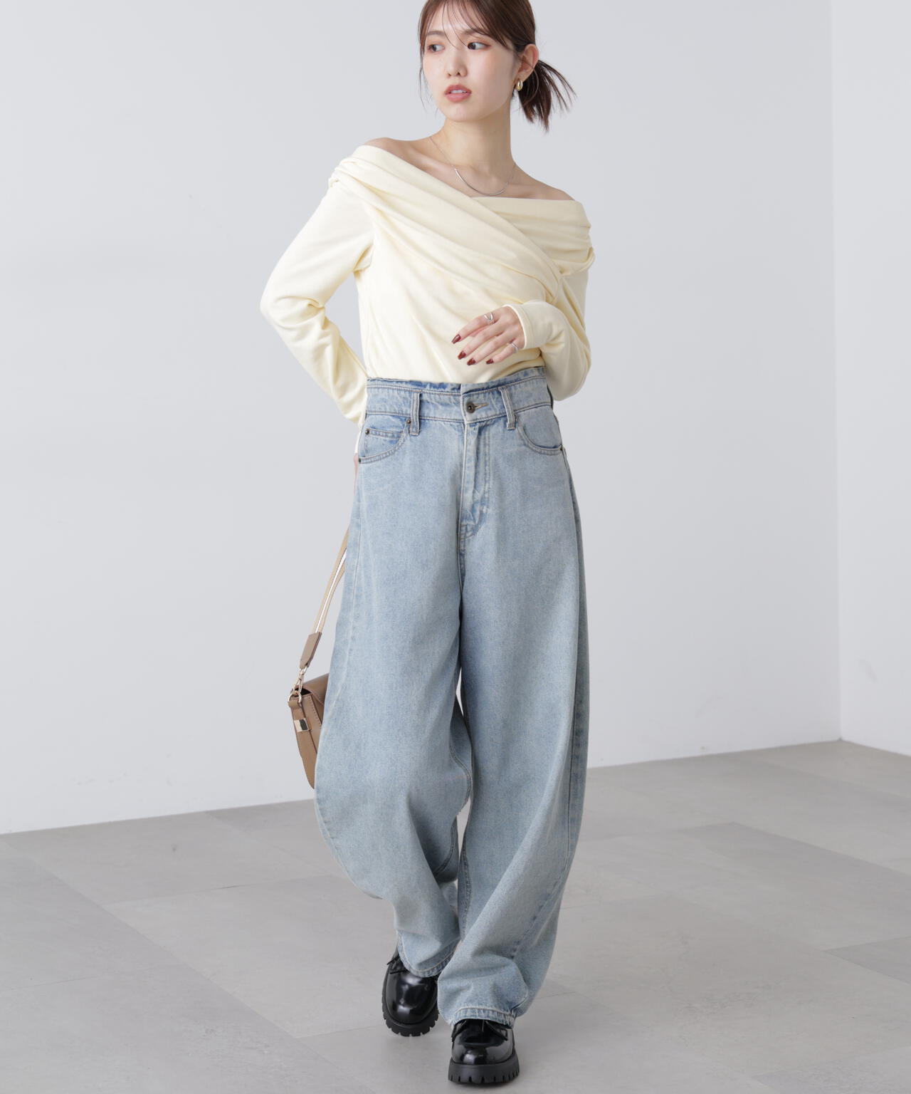 【MFM】オフショルミニ裏毛カットソー