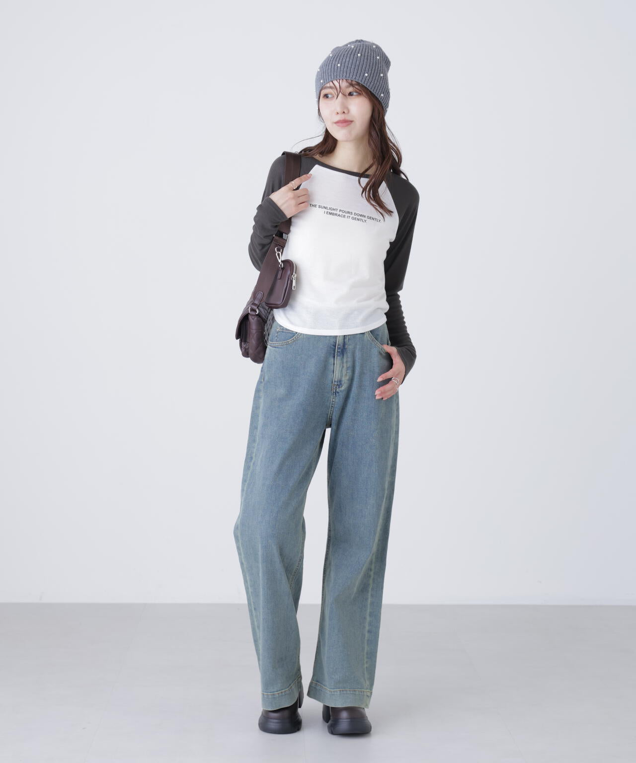 シアー天竺ラグラン長袖カットソー