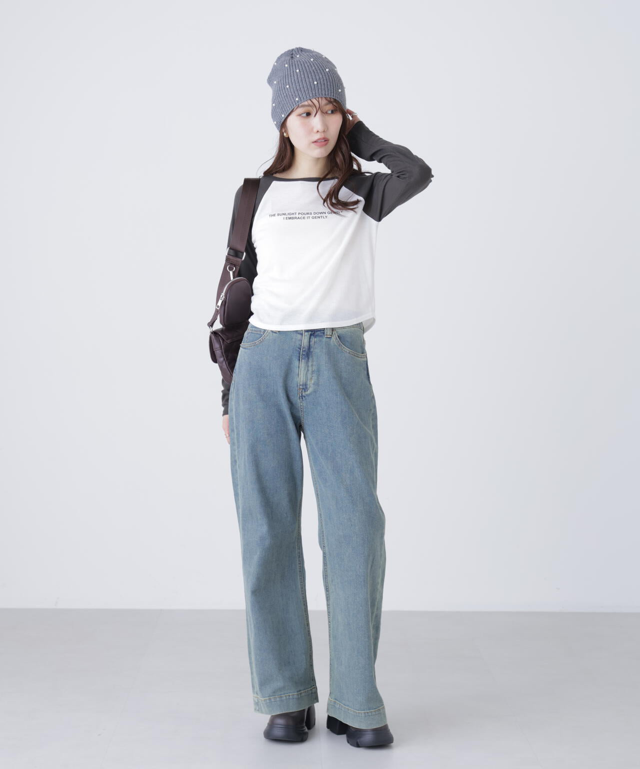 シアー天竺ラグラン長袖カットソー