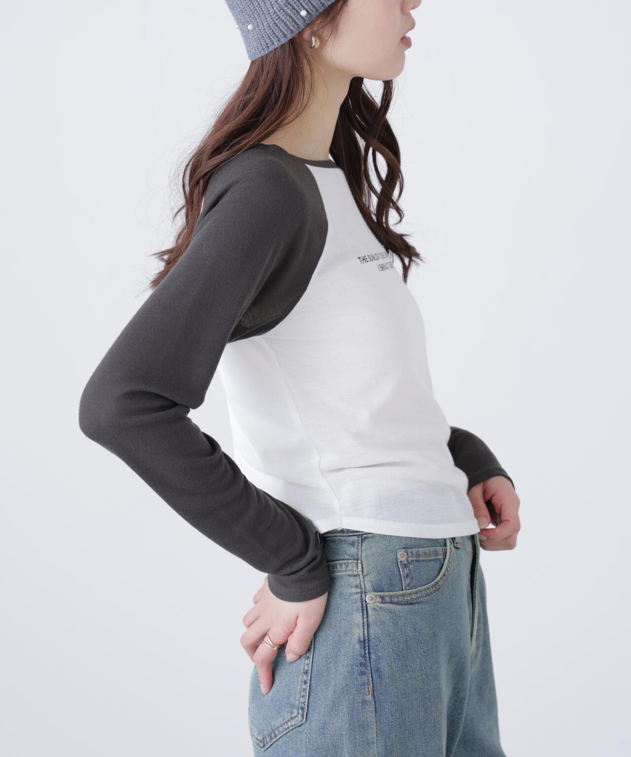 シアー天竺ラグラン長袖カットソー