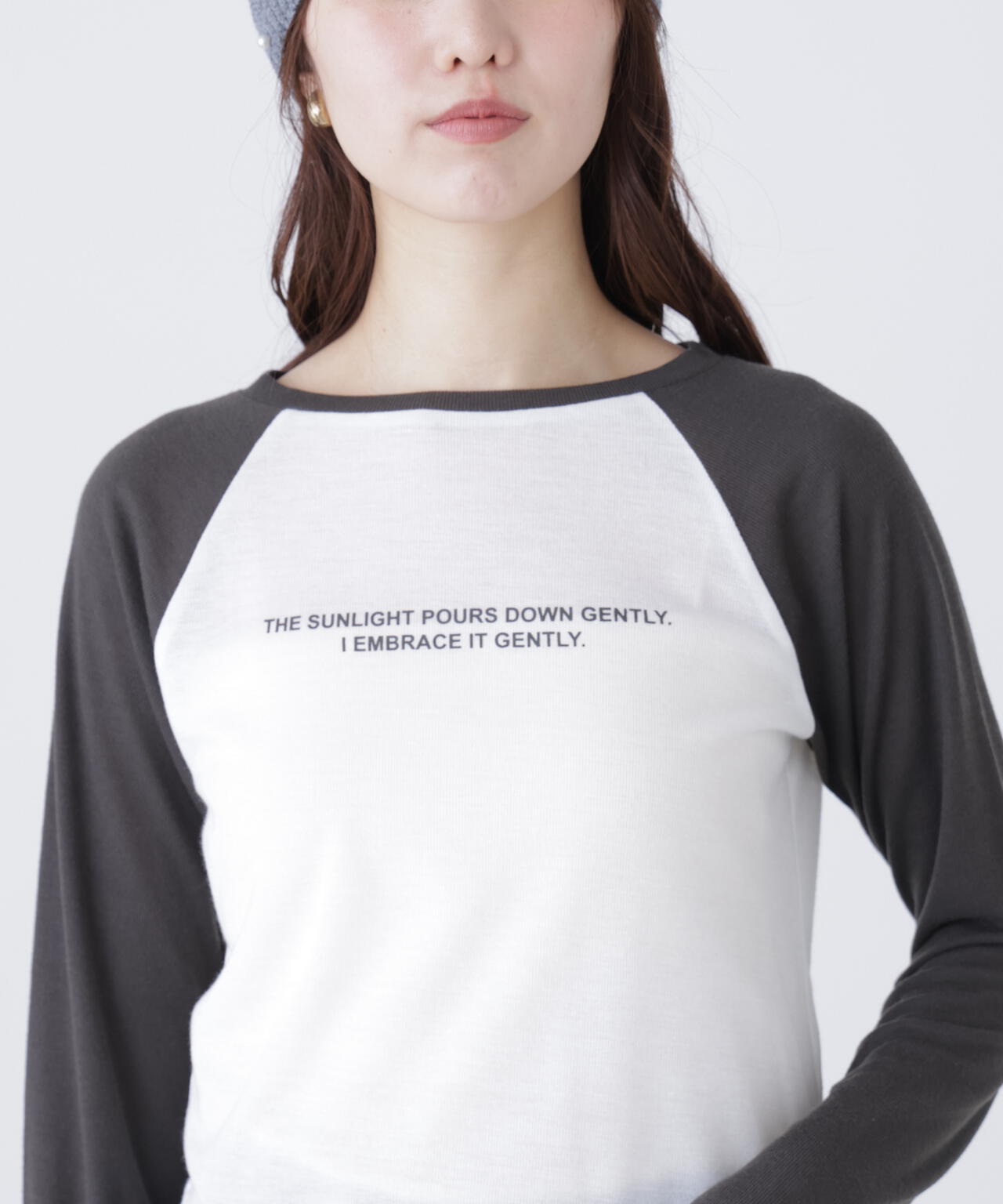 シアー天竺ラグラン長袖カットソー