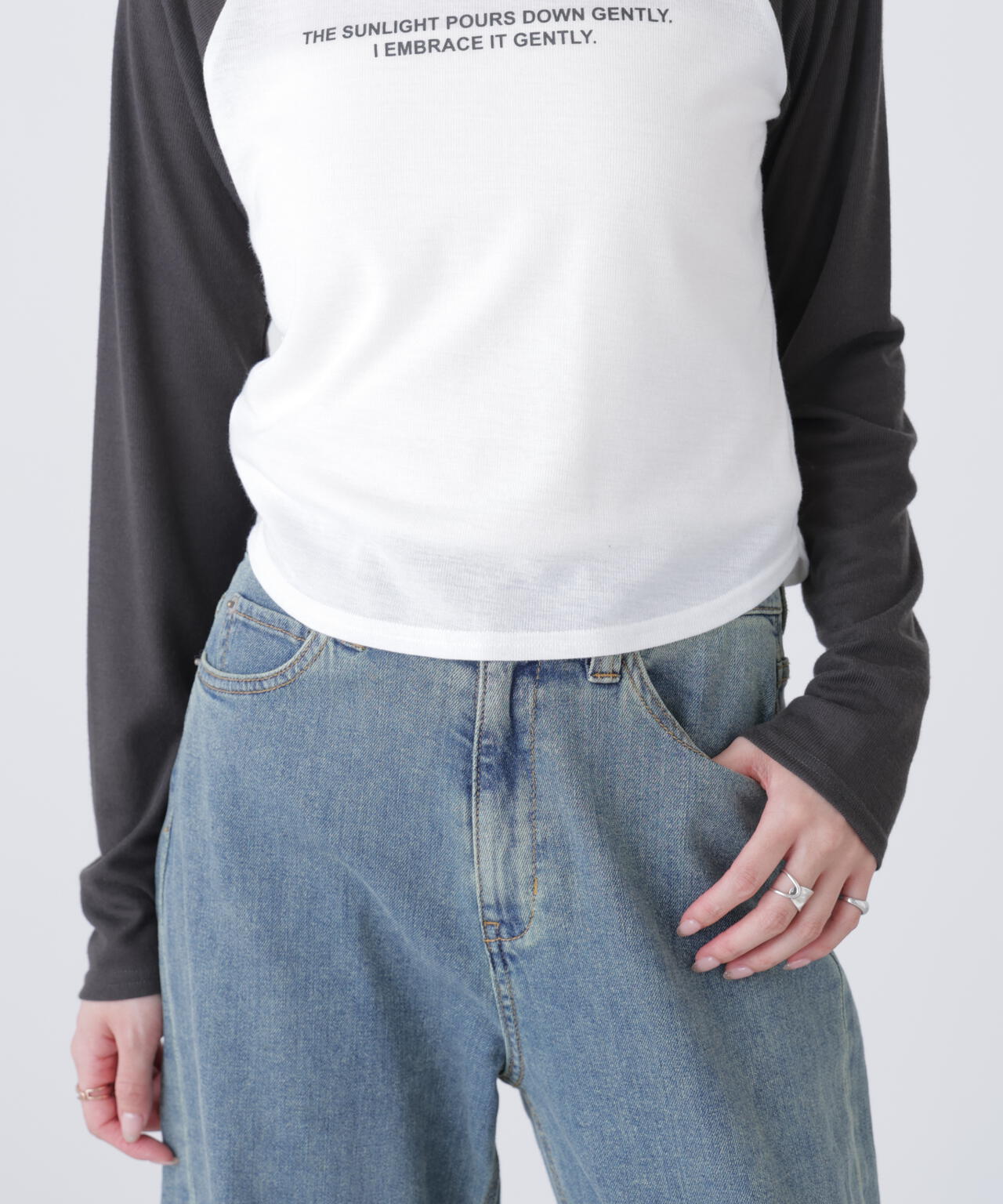 シアー天竺ラグラン長袖カットソー