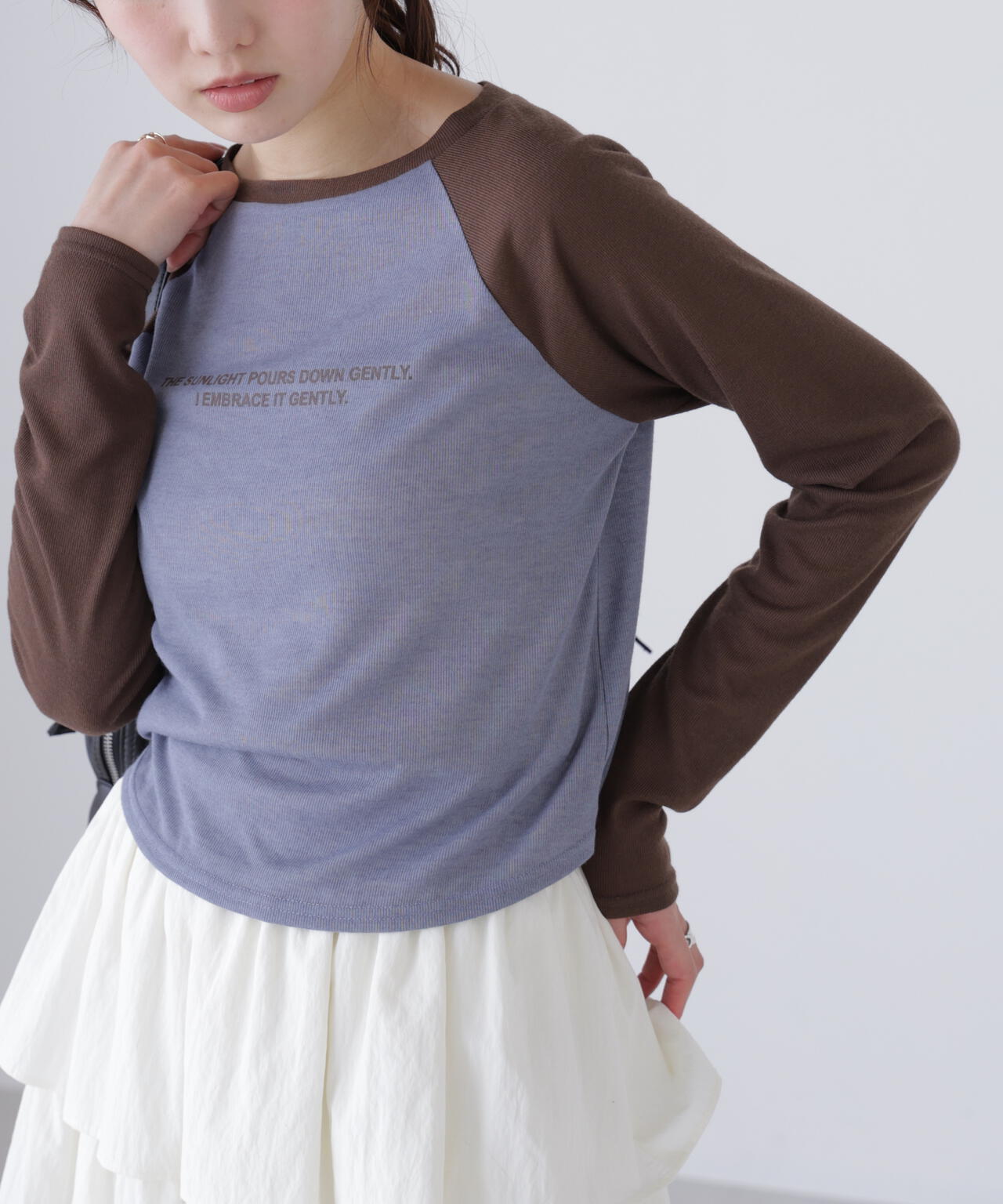 シアー天竺ラグラン長袖カットソー
