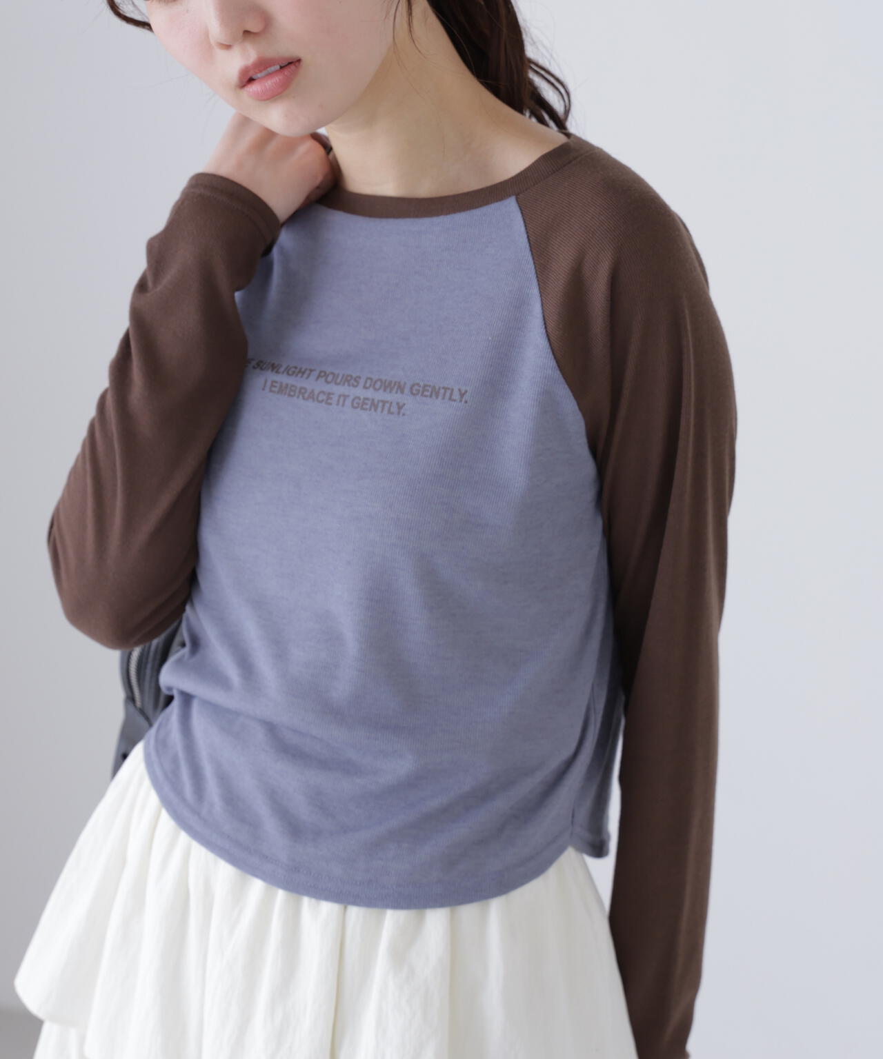 シアー天竺ラグラン長袖カットソー