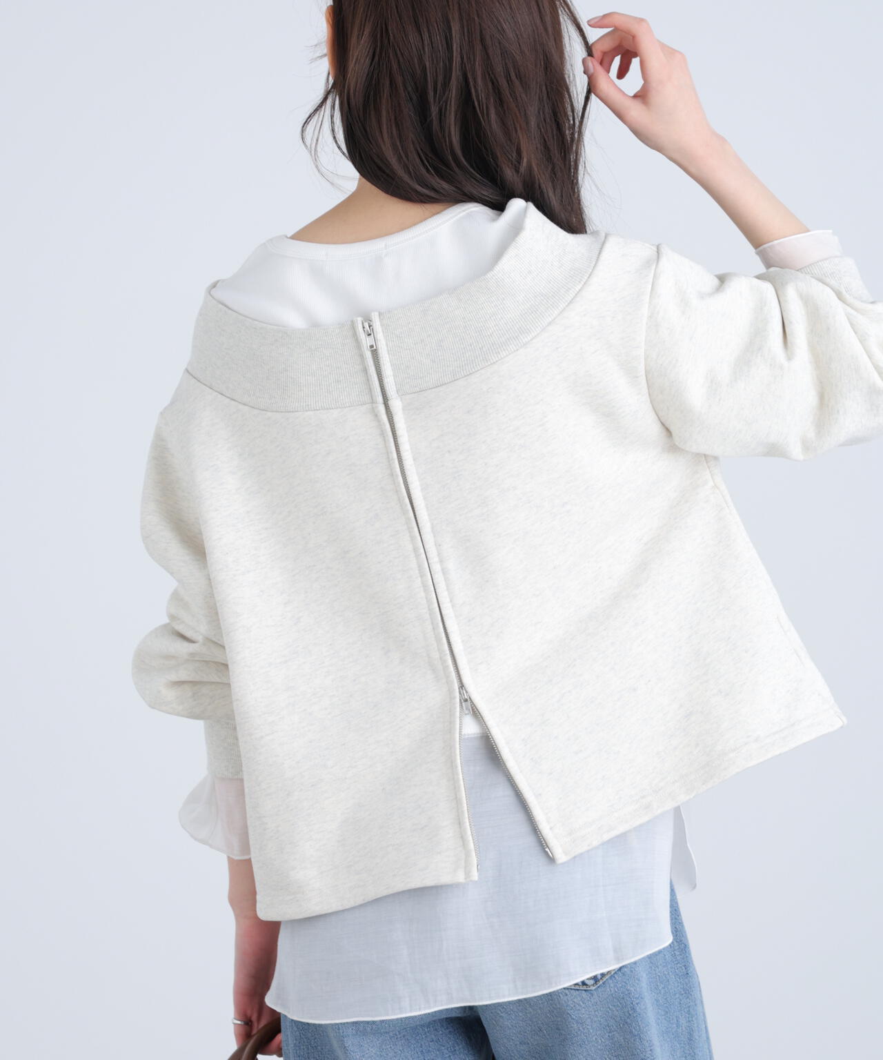 【MFM】袖バルーンオフショルZIPカットソー