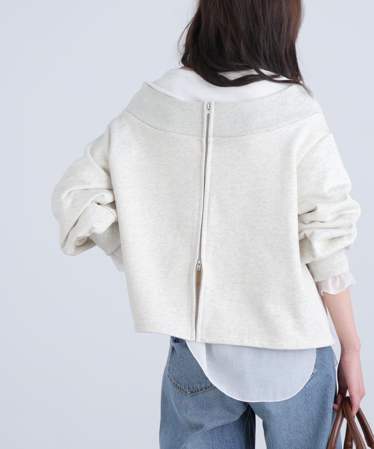 【MFM】袖バルーンオフショルZIPカットソー