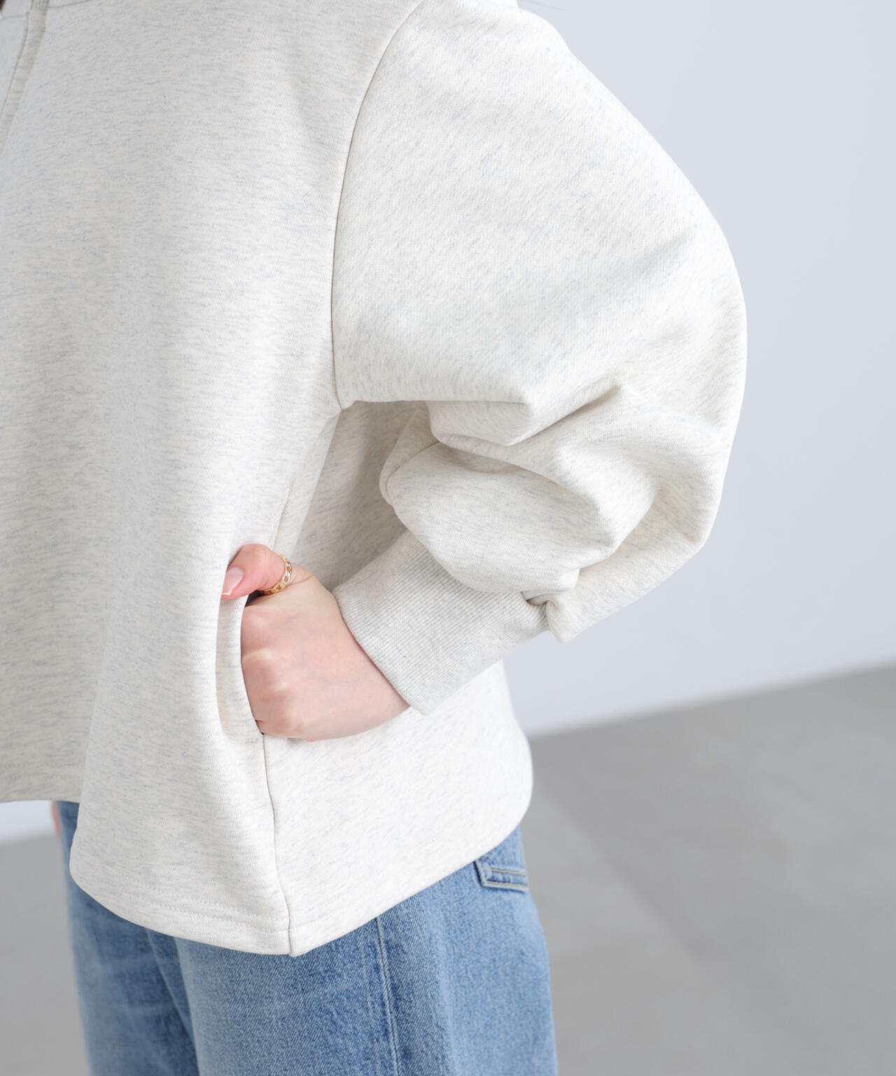 【MFM】袖バルーンオフショルZIPカットソー