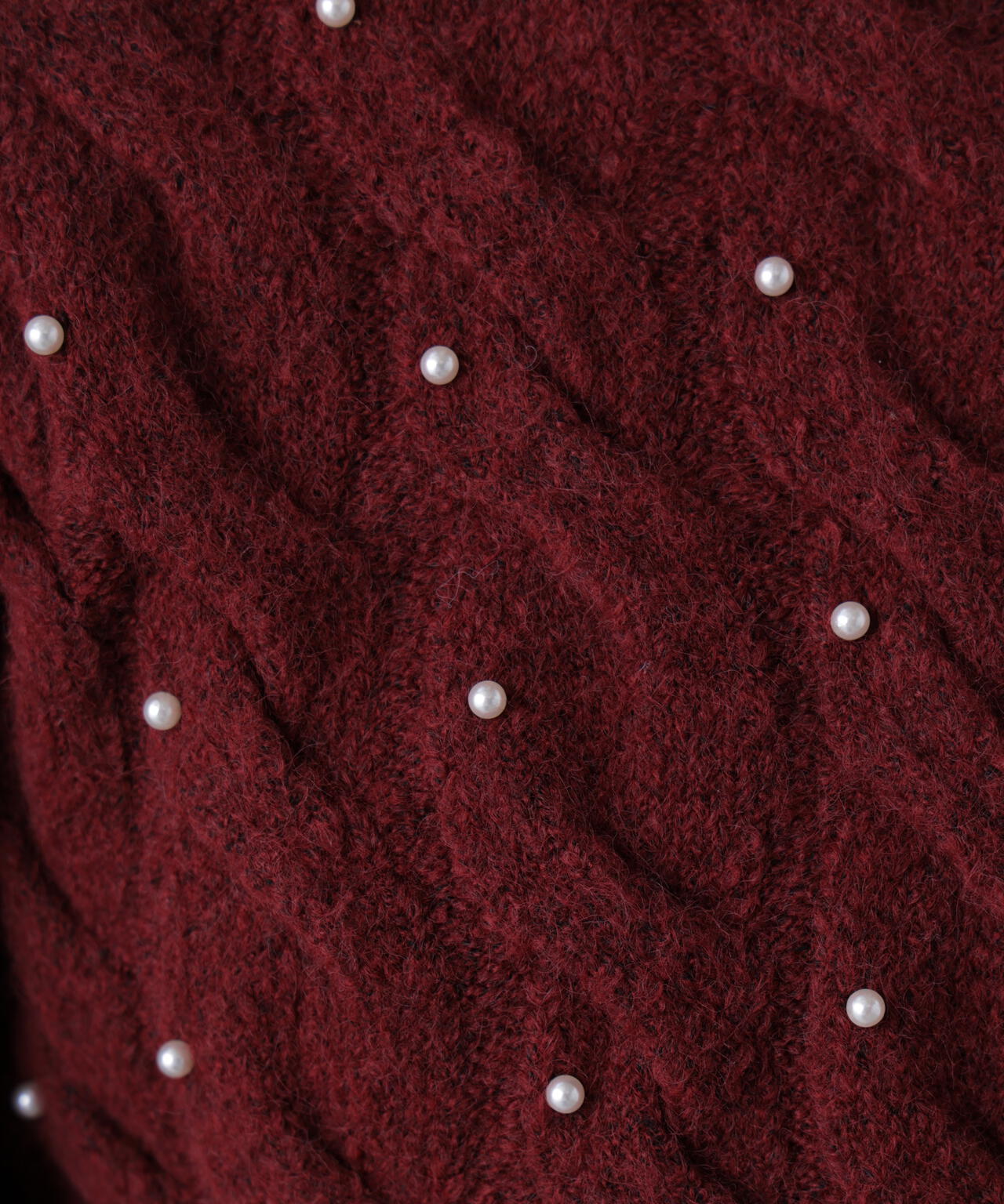 【レッド 追加生産予約】ウエストゴムパールミックスケーブルドロストニット