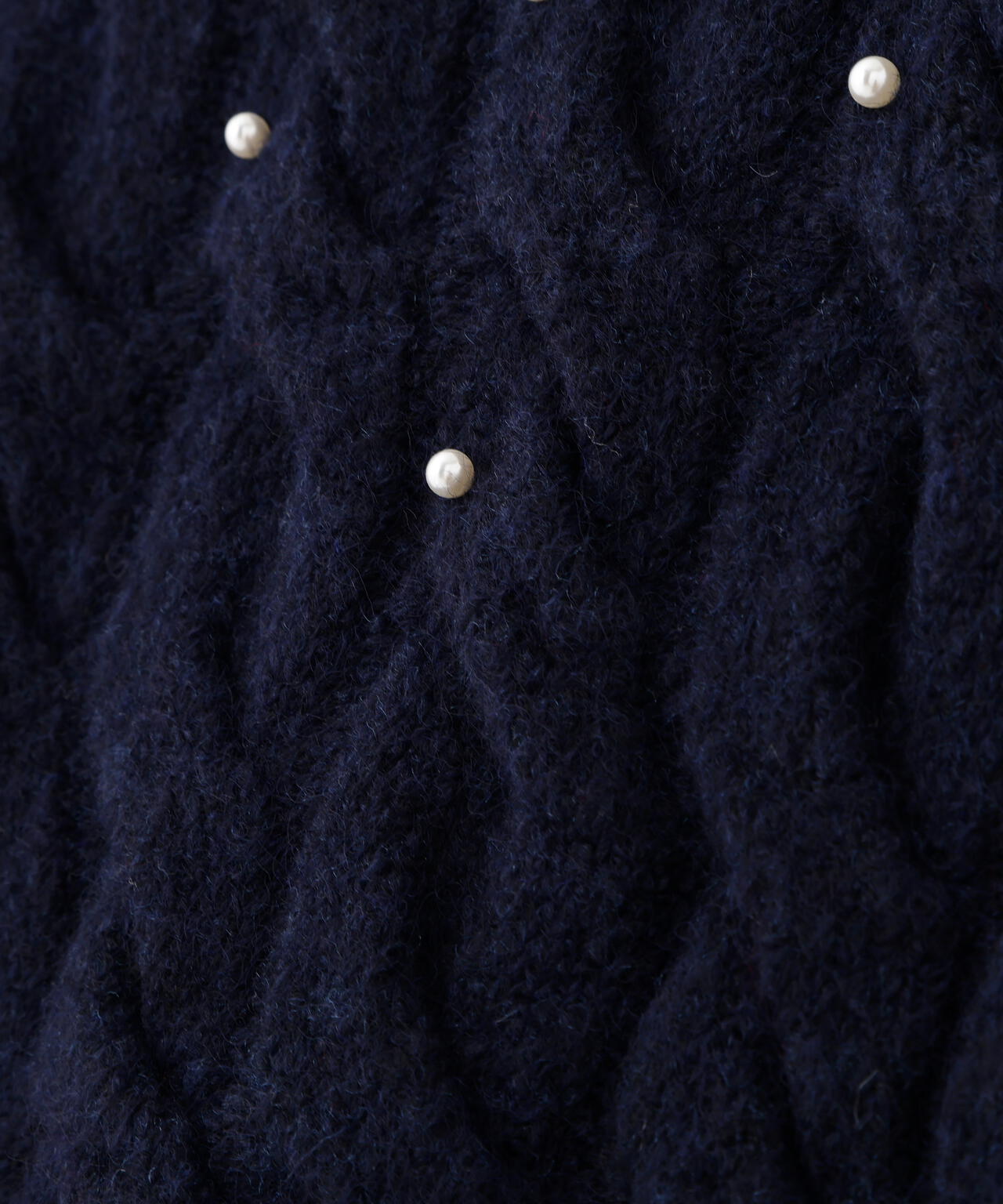 【レッド 追加生産予約】ウエストゴムパールミックスケーブルドロストニット